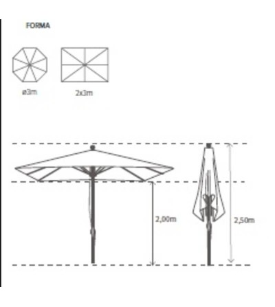 Parasol de madera en dos piezas de 2x3 m